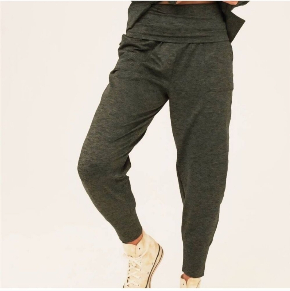 Aerie OFFLINE Joggers XS Gray Green High Waisted Foldover Athleisure Loungewear - Picture 3 of 13